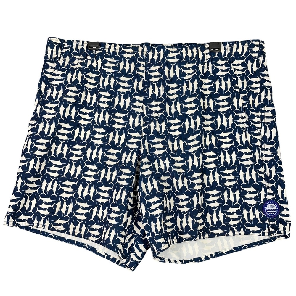 AFTCO Fishing Print Shorts Men M Drawstring Mesh Lined Performance‎ Swimwear